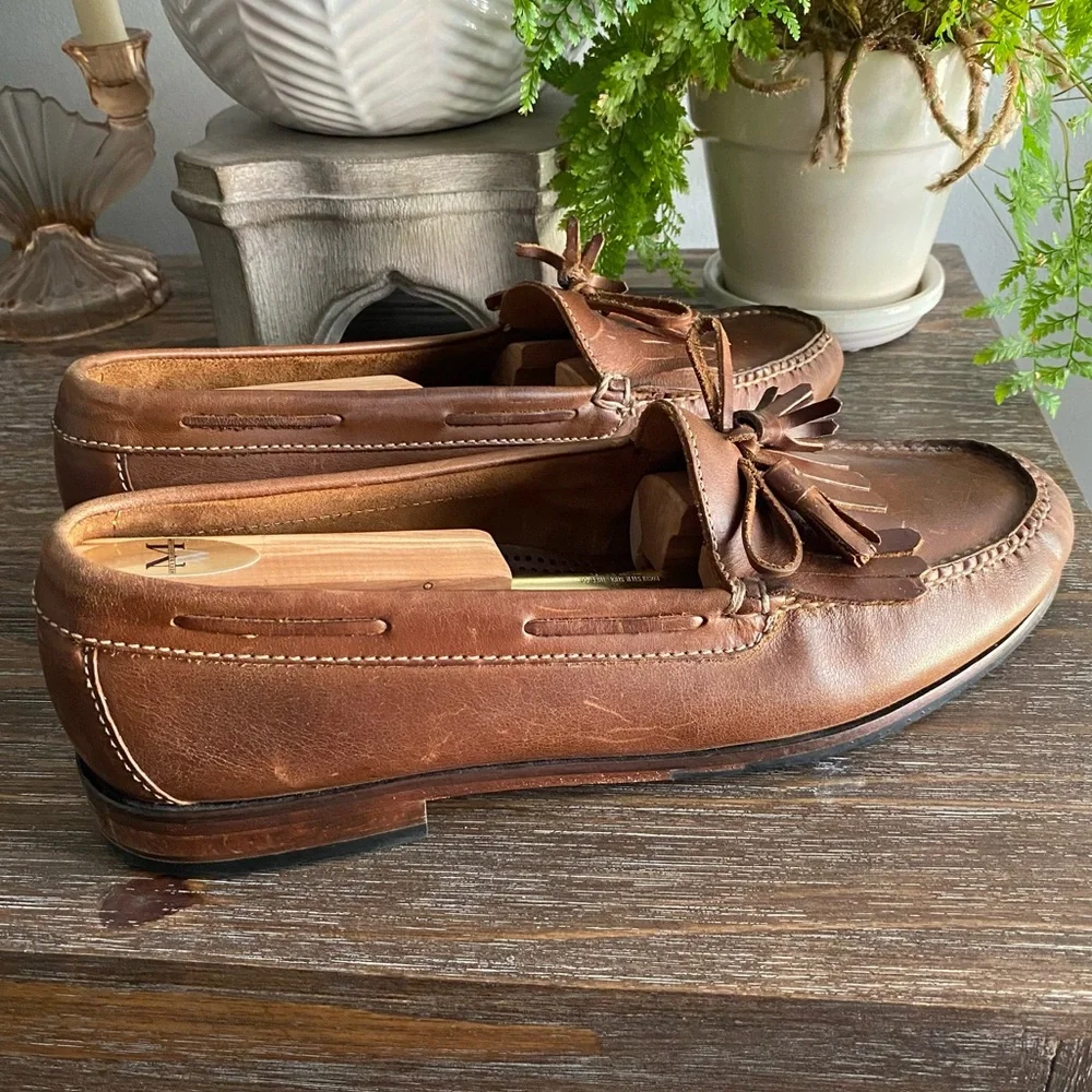 Cole Haan Mens Leather Tassel‎ Loafers Casual Slip On Brown Tan 12 D Tan Brown